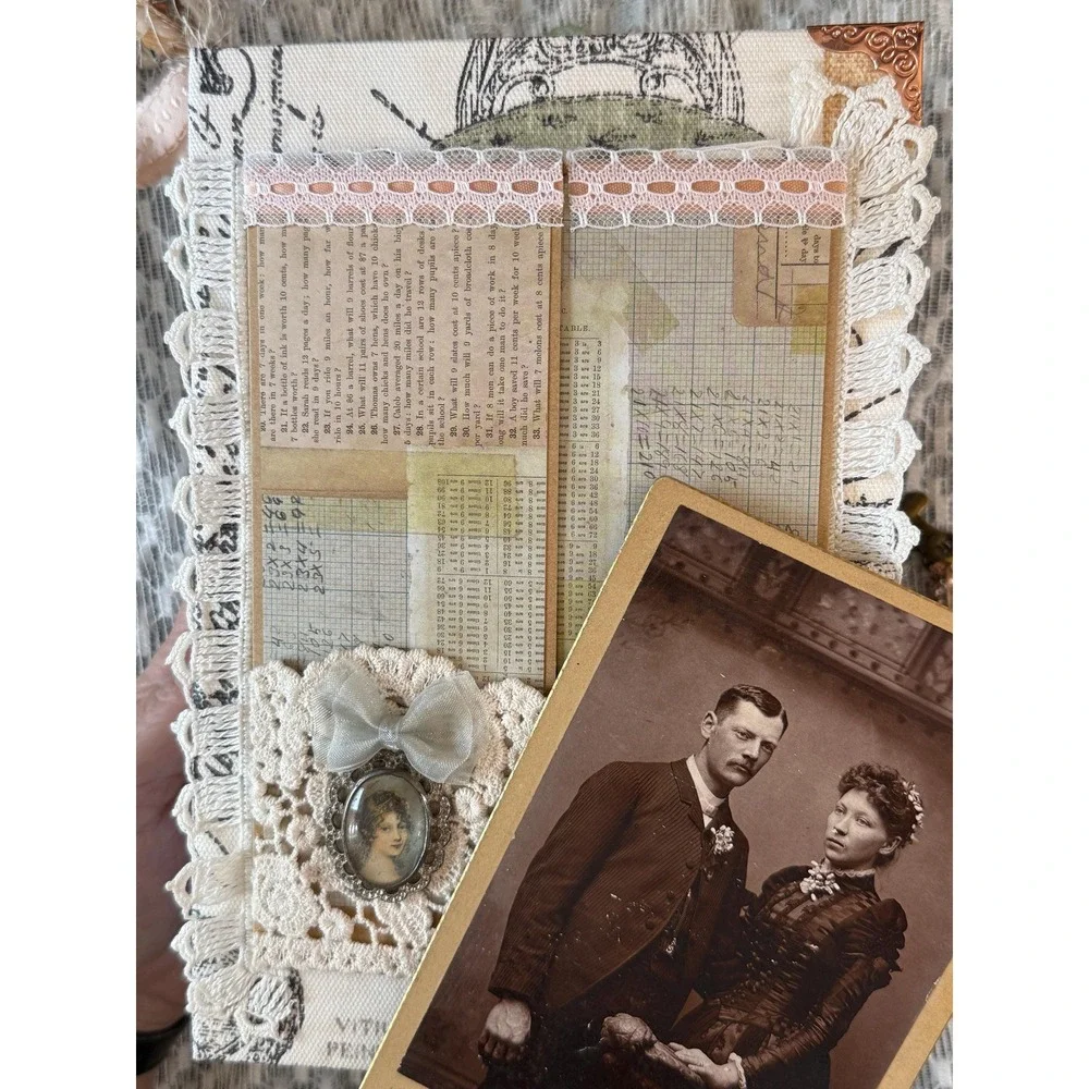 Vintage Cabinet Card Front & Applique Junk Journal